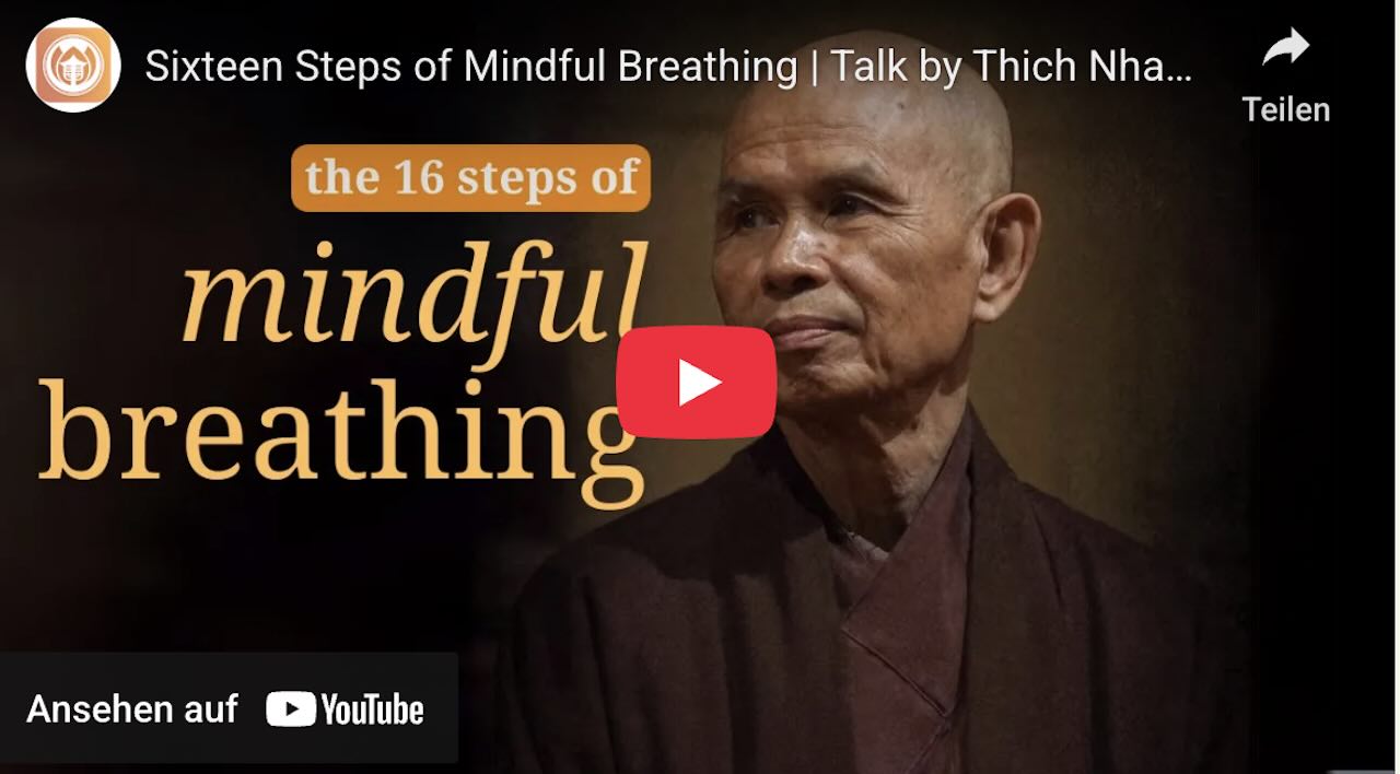Vorschaubild: Video-Anleitung Die Übungen 9 bis 16 des achtsamen Atmens erklärt von Thich Nhat Hanh – Bitte hier klicken zum Starten.